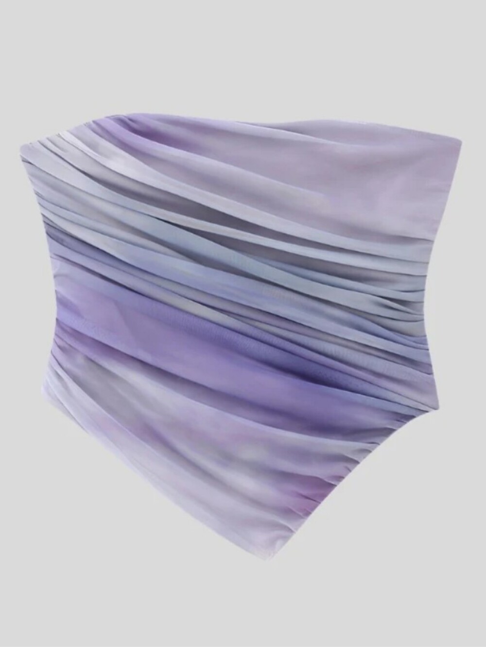 ZARA Lilac Satin Strapless Top with Mesh Trim